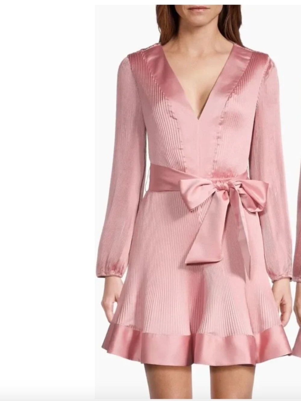 Milly Liv Belted Pleated Satin Minidress Pink Size 2